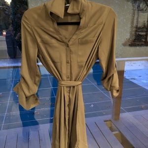 Army green button down dress